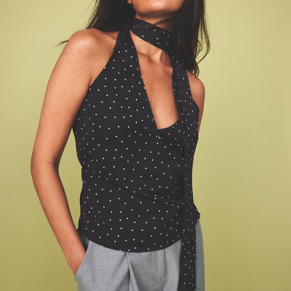 NA-KD Printed Chiffon Halterneck Top  (NWT)